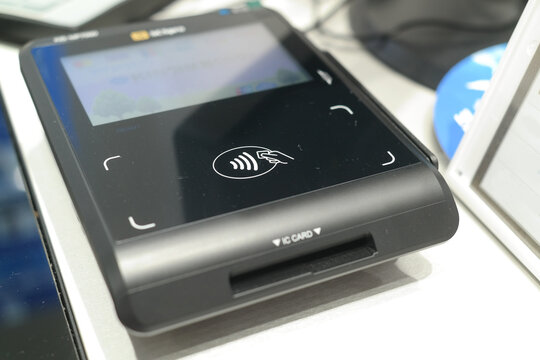 There is a reader for card payments.