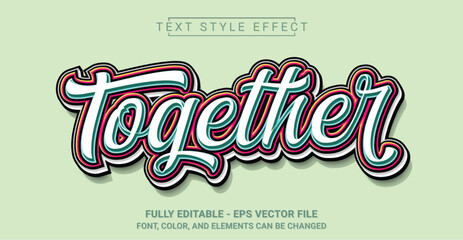 Together Text Style Effect. Editable Graphic Text Template.