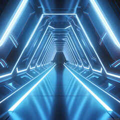 Futuristic spaceship corridor. A science fiction and space travel concept. Generative ai. 