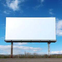 Blank white billboard on the side of the highway. A mockup for advertising space. Generative ai. 