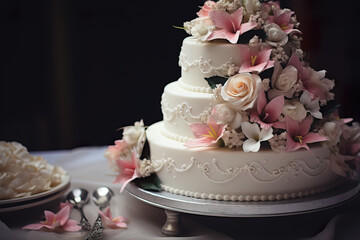 Obraz na płótnie Canvas Beautiful wedding cake closeup