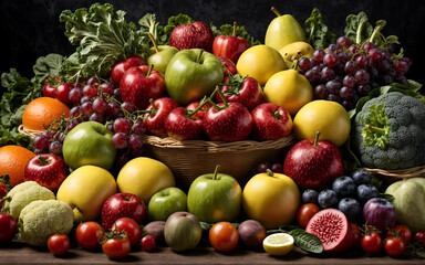 Naklejka na ściany i meble fruits and vegetables background