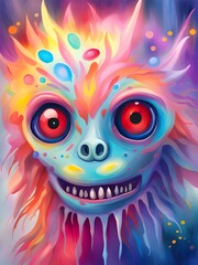 Fototapeta premium a cartoon illustration of a cute monster with colorful background