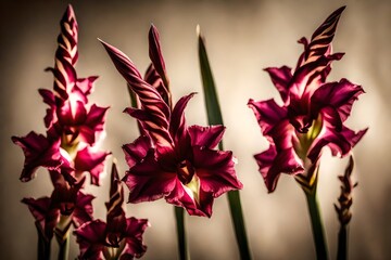 Artistic shot of gladiolus flower, Deep Burgundy Color beautiful flowers background