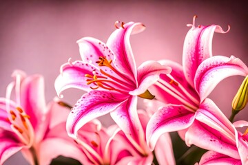 Artistic shot of lily flower, Candy Pink Color beautiful flowers background