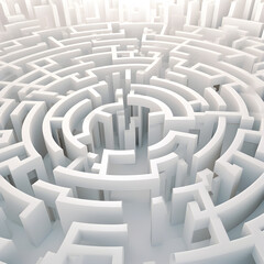 A white complex maze. Generative ai. 