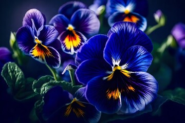 Artistic shot of pansy flower, Midnight Blue Color beautiful flowers background