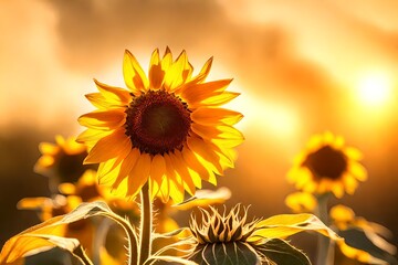 Artistic shot of sun flower flower, Golden Glow Color beautiful flowers background