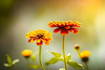 Artistic shot of zinnia flower, Sunburst Yellow Color beautiful flowers background