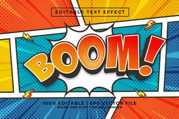 Boom 3d Editable Text Effect Comic Cartoon Style Premium Vector