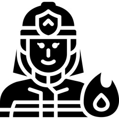 female firefighter solid icon