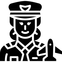 female pilot solid icon