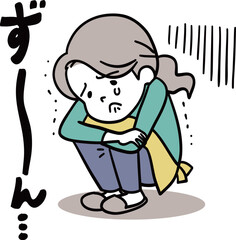 落ち込むエプロン姿の女性