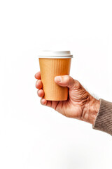 Mockup of hand holding a disposable cup
