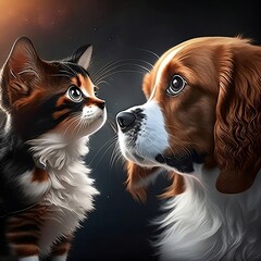 dog, cat, pet, vs, animal, versus, cute, funny, fight, background, cartoon, kitten, against, fun, illustration, isolated, friend, concept, doggy, design, puppy, care, choice, happy, graphic, character