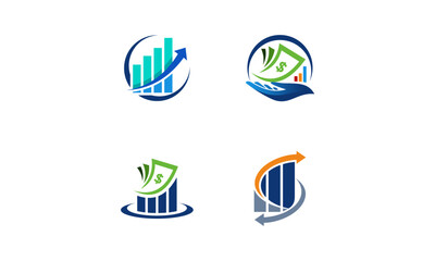 set of financial profit logo vector