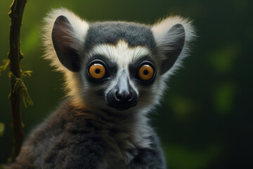 Obraz premium Image of ring-tailed lemur in the forest, Wildlife Animals., Generative AI, Illustration.