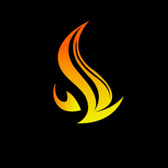 Fire sign, Fire flame icon isolated on Black background, Vector icon design