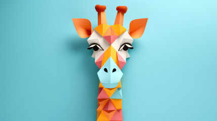 Geometry Paper Art of Giraffe made in paper cut craft