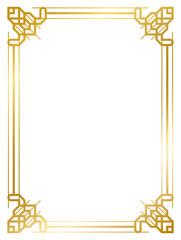 Art Deco gold frame vintage frame line geometric wedding label card frame png transparent background