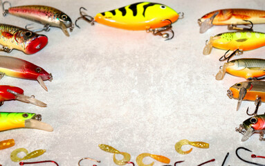 Naklejka premium Fishing lures and equipment for fishing.