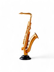 miniature figure of the saxophone musical instrument on a white background