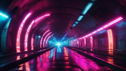 light trails in the tunnel