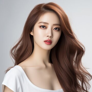 Oriental appearance image, cosmetics commercial image, K-pop artist, beautiful appearance, Korean, young person, Asian model, beautiful woman, woman, generative ai