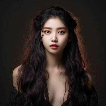 Oriental appearance image, cosmetics commercial image, K-pop artist, beautiful appearance, Korean, young person, Asian model, generative ai