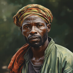 African American man, portrait, illustration.