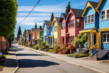 Obraz premium Beautiful colorful houses. Generative AI