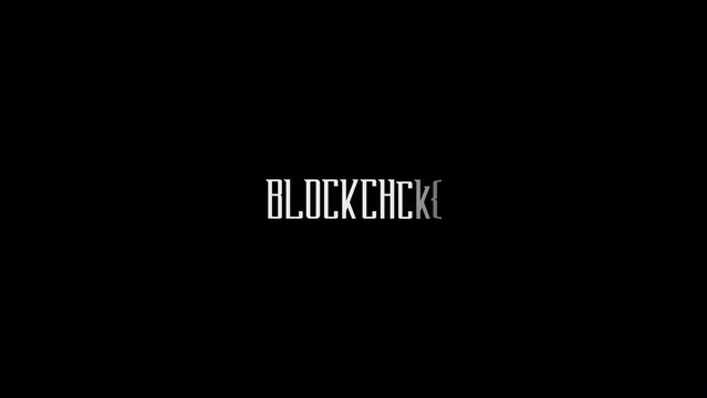 Blockchain Digital Transition Text Typography Animation on Black Background 