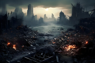 Apocalyptic Architecture Seamlessly Integrating Architectural Elements into a Haunting World Marked by Cataclysmic Events