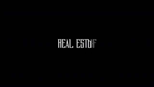 Real Estate Digital Transition Text Typography Animation on Black Background 