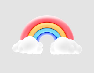 Rainbow icon, Weather forecast sign. 3d render illustration