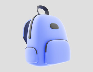 Backpack, schoolbag, student bag icon, back to school concept. 3d render illustration