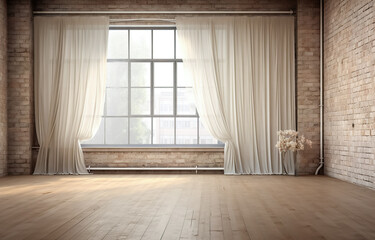 empty interior of living room. brick wall background. old room background