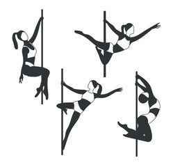 Pole dance silhouettes 
