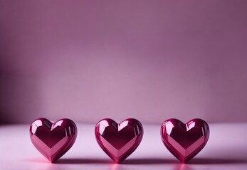 3d illustration of pink romantic heart valentines background, congratulations on valentine's day.