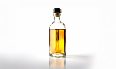 Bottle of olive oil and vinegar. Bottle glass with oil on a white background