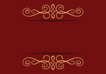abstract gold divider ornament on red background, vector design templates for wallpaper, web banner, poster, flyer, invitation.