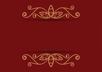 abstract gold divider ornament on red background, vector design templates for wallpaper, web banner, flyer, poster, invitation.