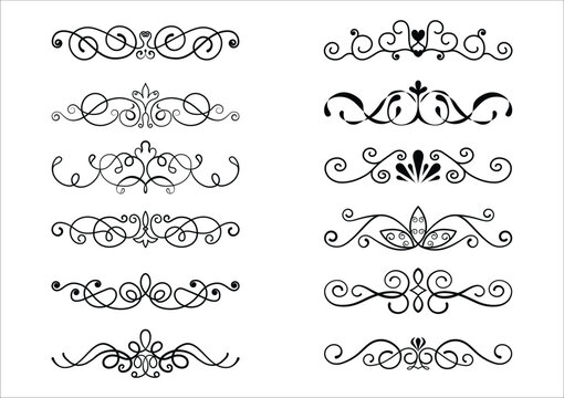 Set of vintage divider ornament, vector design element templates for wallpaper, poster, flyer, web banner, invitation.