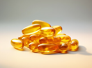 Fish oil capsules on background. Omega 3. Health care concept