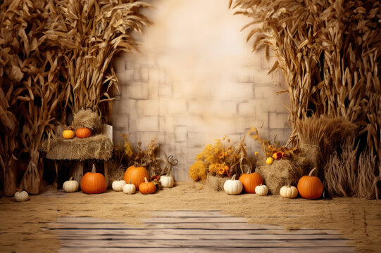 Harvest Themed Photo Booth Backdrop created with Generative AI technology

