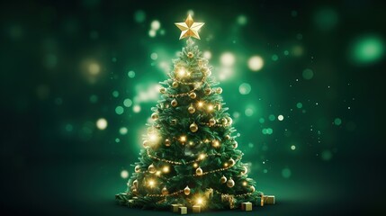 christmas tree and lights background and new year