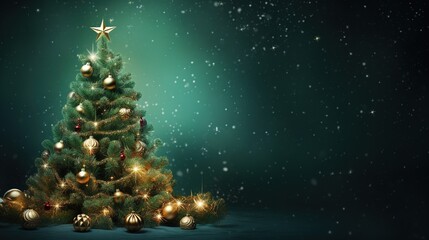 christmas tree decorations background and bokeh