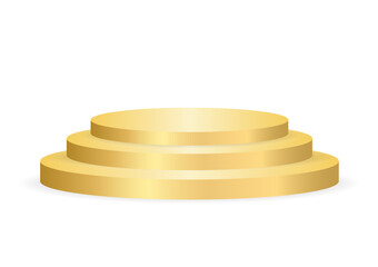 Golden Stage Podium. Winner Podium. Award Ceremony or  Event Exhibition Concept. Vector Illustration.