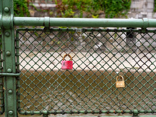 August 5, 2023 Vienna, Austria. Locks on the embankment bars as a symbol of eternal love