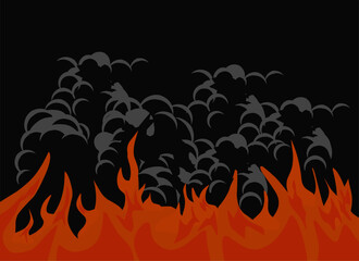 fire and smoke background vector.flaming fire